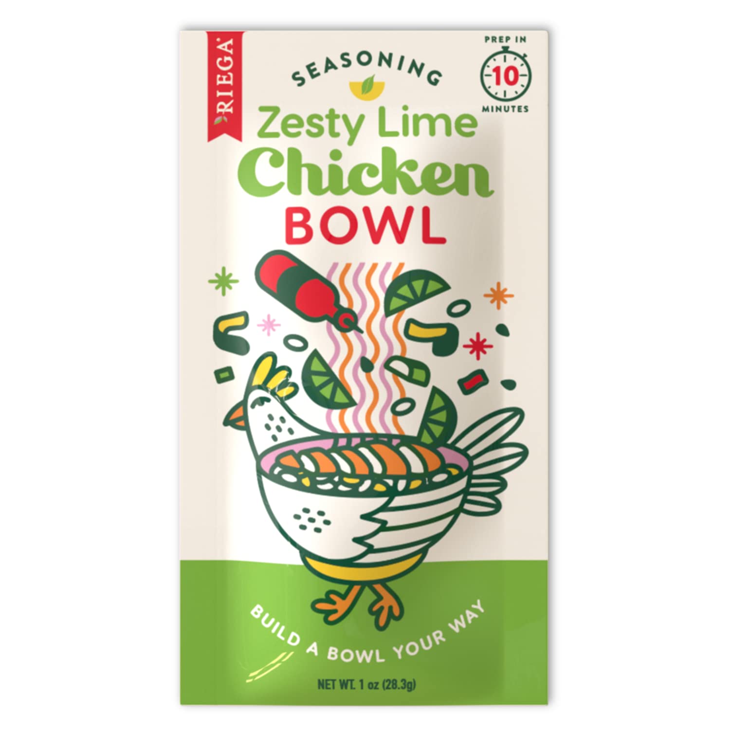 Riega Zesty Lime Chicken Seasoning, Perfect Dry Mix for Zesty Lime Chicken Salad or Rice Bowls (1 Ounce (Pack of 1))