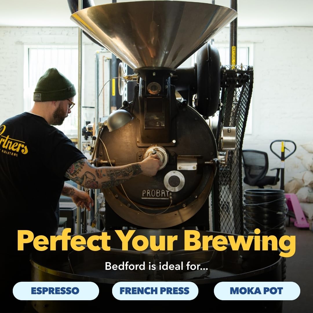 PARTNERS COFFEE ROASTERS - Whole Bean Coffee (Bedford - Espresso, Medium Roast) 12oz - Fruity, Complex, Espresso - Whole Coffee Beans - Lab Tested