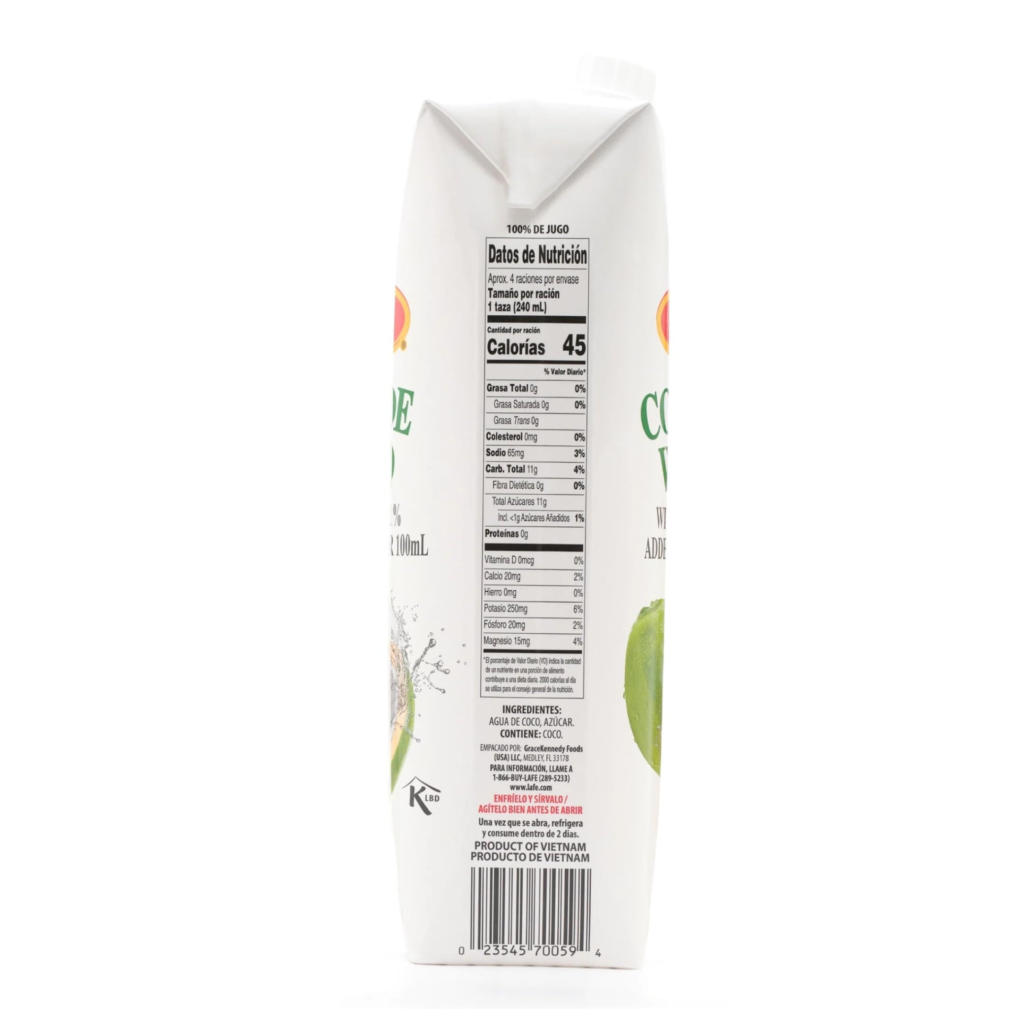 La Fe Coconut Water Carton No Pulp - 3 Pack - 33.8 oz each
