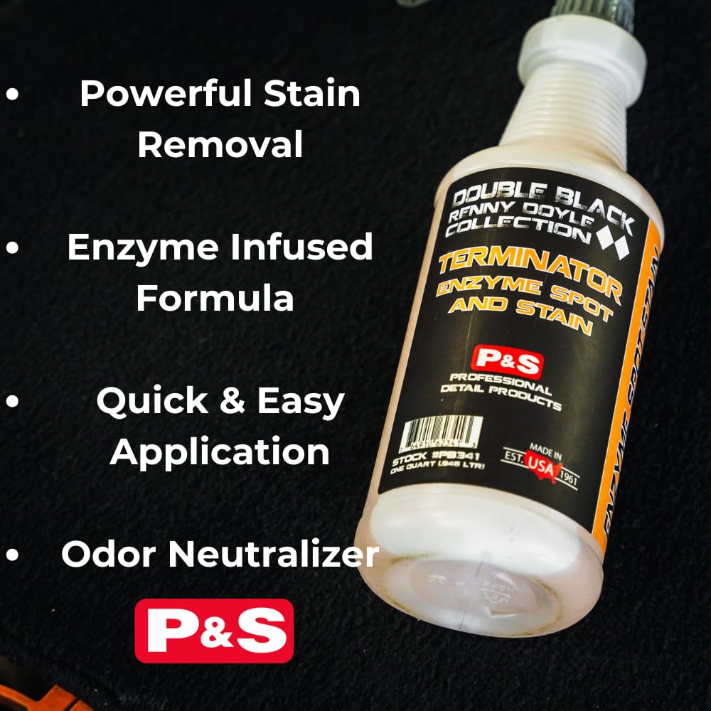 P & S PROFESSIONAL DETAIL PRODUCTS Terminator Enzyme Spot & Stain Remover - Professional Upholstery & Carpet Cleaner, Eliminates Grease, Dirt