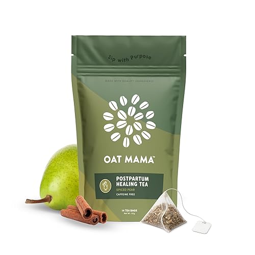 OAT MAMA Flavored Microplastics-Free Postpartum Recovery Tea - Spiced Pear Flavor - Calming & Healing Tea for Hormone Balance - Nourishing Organic