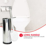 Home Basics Polished Stainless Steel Toilet Brush with Holder and Canister Stand