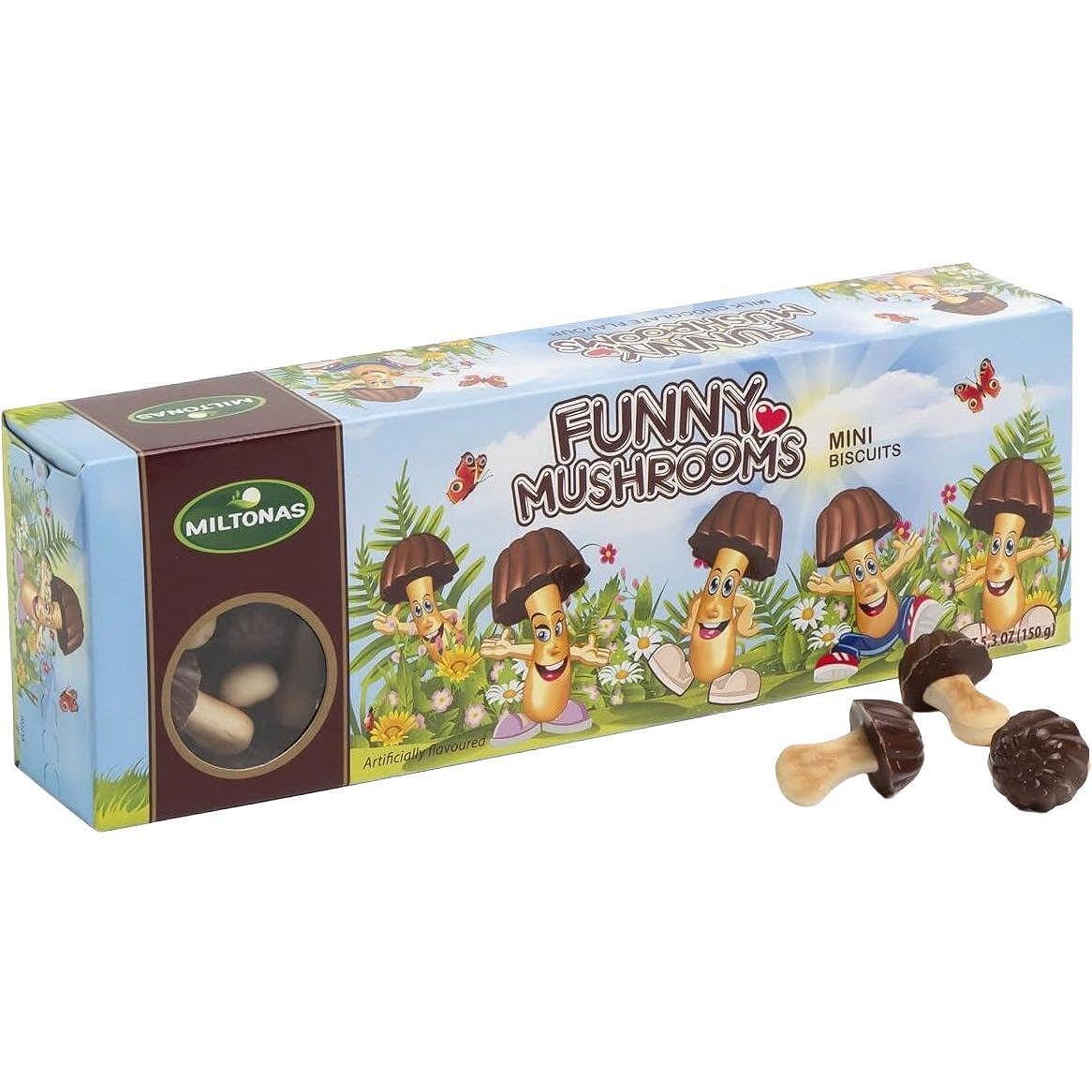 Miltonas Mini Mushroom Shaped Chocolate Cookies - Funny Chocolate Mushrooms Great for Weddings, Anniversaries & Birthday’s - Crunchy Bite Sized Pieces
