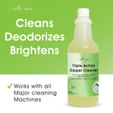 Poz Clenz Triple-Action Carpet Cleaner | Cleans, Deodorizes & Brightens | Concentrated, 1 Quart | Low-Foam Multi-Surface Solution for Use on Carpets
