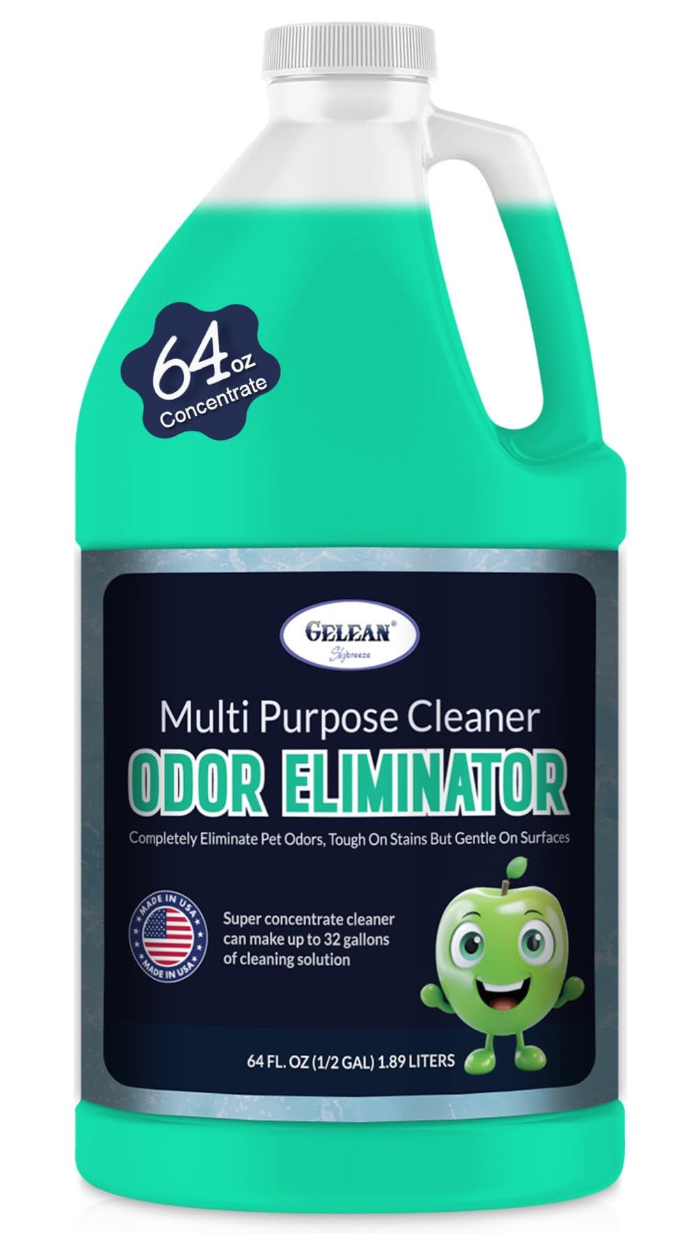 Multi Purpose Cleaner Pet Odor eliminator 64oz - Concentrate MAKES 32 GALLON - MADE IN USA- pH Neutral - Strong Floor Cleaner Odor eliminator - Stain