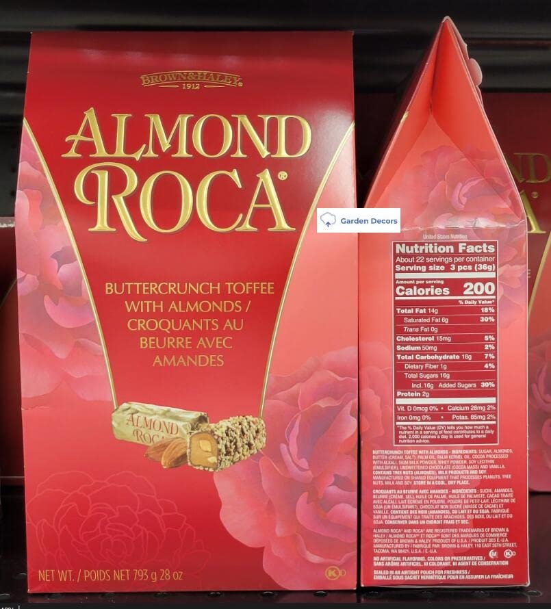 Brown & Halley Almond Roca Buttercrunch Toffee with Almonds 793g 28oz (Two Bags)