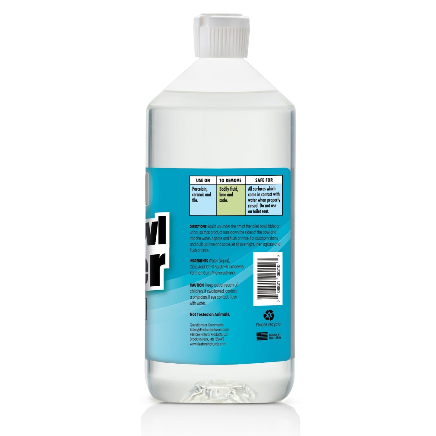 Restore Naturals Non Toxic Toilet Bowl Cleaner - 32 Fl Oz - Plant Based | Septic Safe | Biodegradable - For Porcelain, Ceramic, & Tile - 2 Pack
