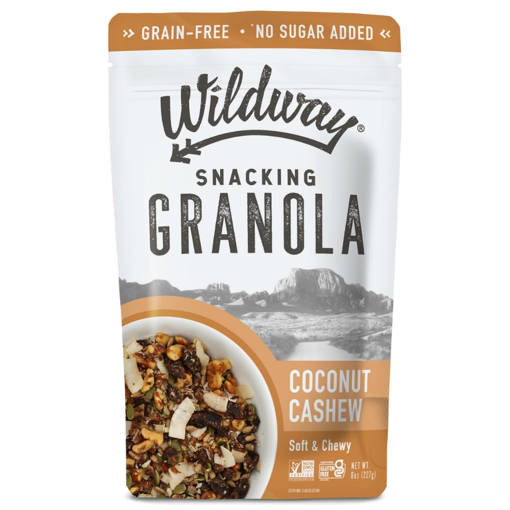 Wildway Keto Granola | Coconut Cashew | Grain-Free, Certified Gluten-Free Cereal | Vegan, Low Carb | No Sugar Added | Paleo-Friendly | Non-GMO Fruit