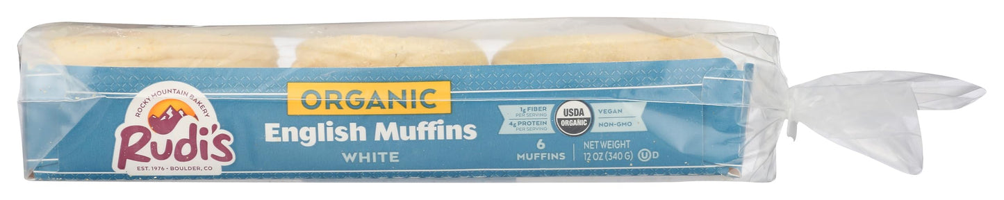 Rudis Bakery Organic White English Muffins, 12 OZ