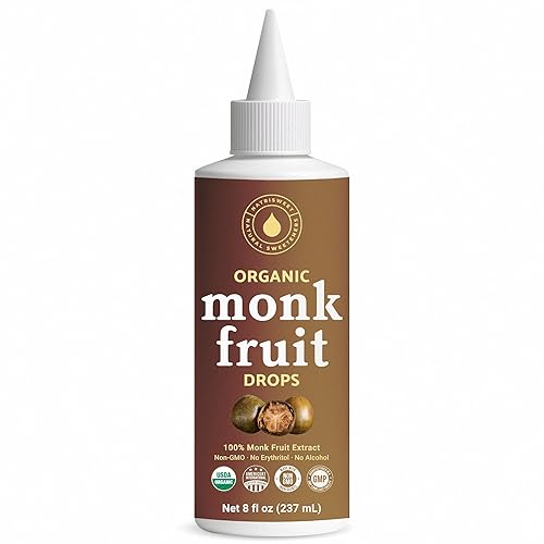 Organic Monk Fruit Liquid Sweetener Drops, 100% Pure Extract, Zero Sugar & No Erythritol, Original Flavor Liquid Monk Fruit for Coffee, Tea, Drinks