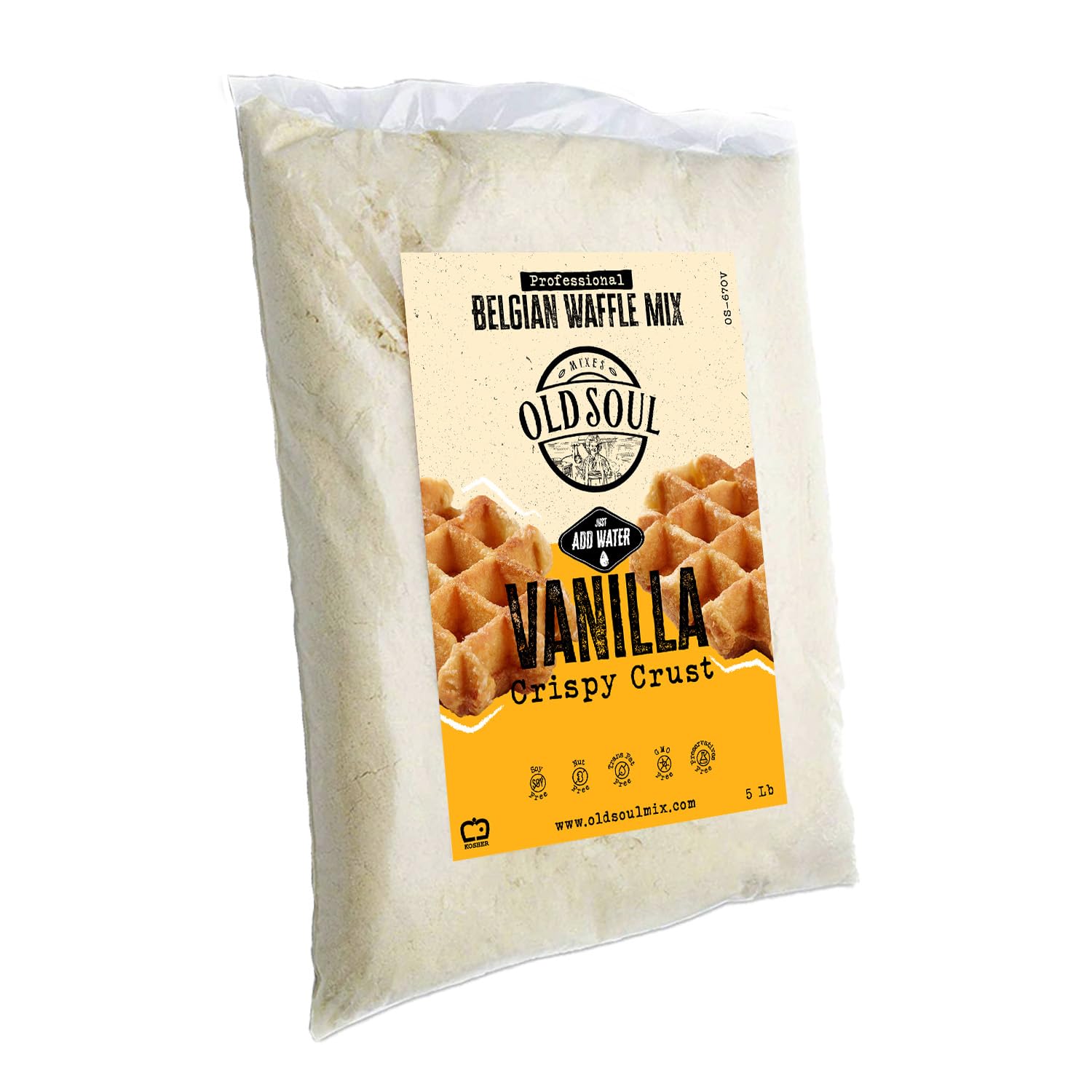 OldSoul Belgian Waffle Mix | Chocolate & Vanilla Flavour | Soy & Nut free | Belgian Batter Mix | 5 lbs | 28 Waffles (Vanilla)