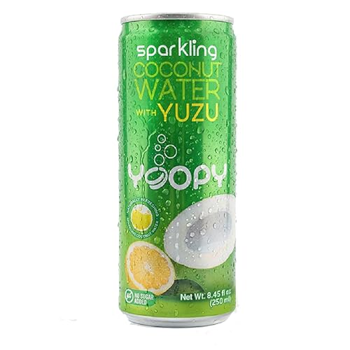 Yoopy Sparkling Coconut Water with Citrus-Inspired Yuzu - Low Sugar Refreshing Drink, Healthy Soda Alternative, Lightly Carbonated Beverage - 12 pack