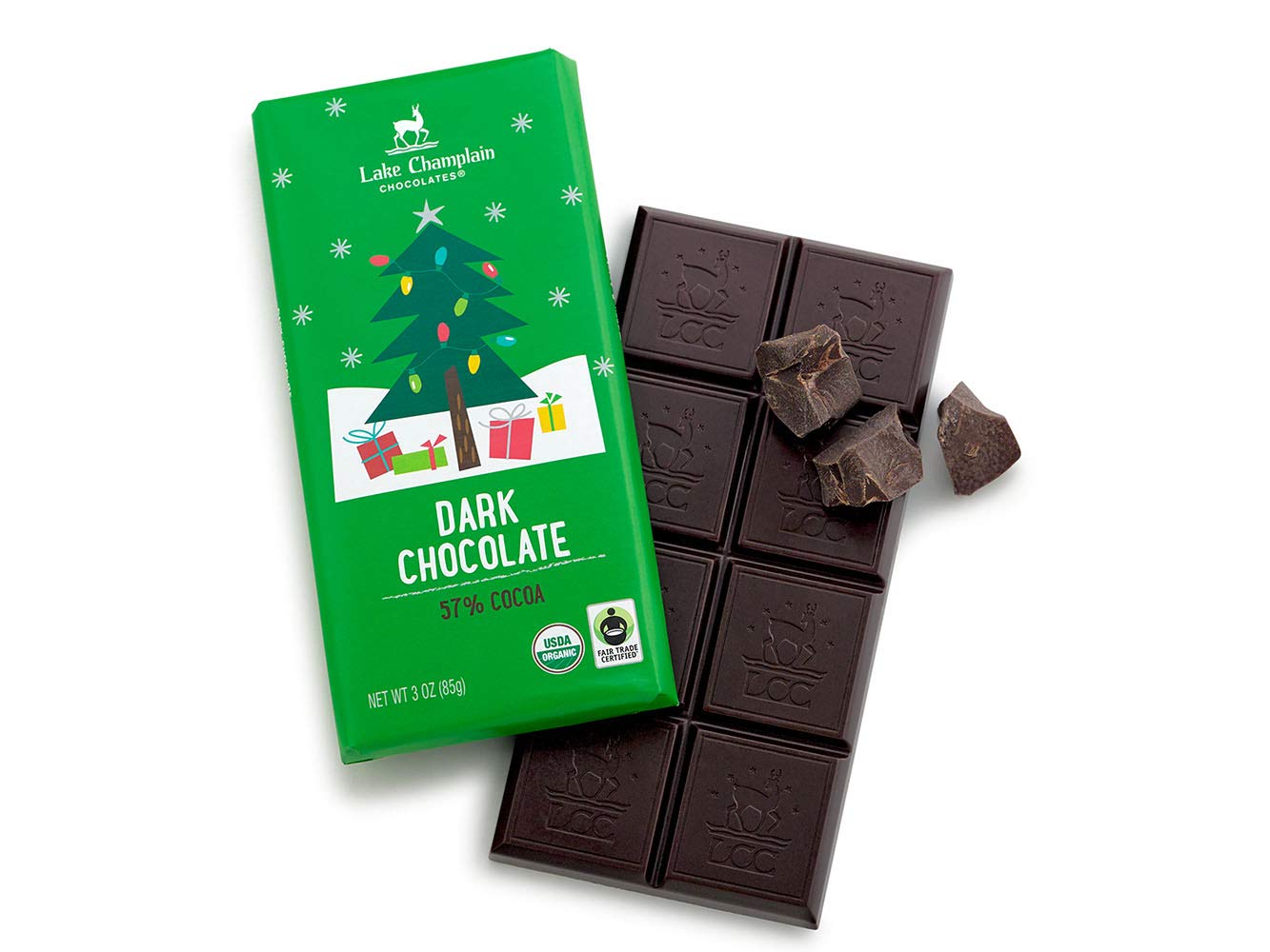 Lake Champlain Chocolates Organic Christmas Tree Chocolate Bar, 3 OZ