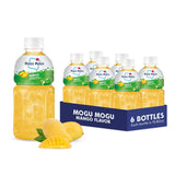 Mogu Mogu Mango Juice Drink with Nata de Coco (Coconut Jelly) - Chewy Fruit Beverage for Kids & Adults, 6 Pack Bottles, 10.82 fl oz Each