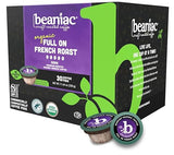 beaniac Organic Full On French Roast, Dark Roast, Single Serve Compostable K Cup Coffee Pods, Organic Arabica Coffee, Keurig Brewer Compatible, 30