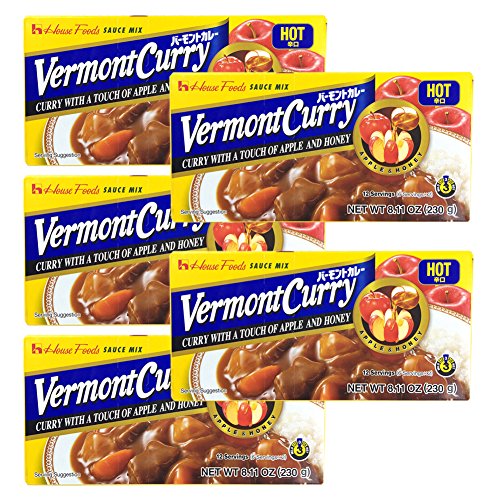 [ 5 Packs ] House Foods Vermont Curry Hot 8.11 Oz (230g)