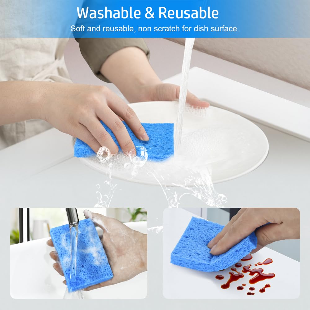 Mcyye 4PCS Compressed Kitchen Sponges for Household Use, Zero Scratch Scrub Dish Sponge Kitchen, Dual Sided Multipurpose Cleaning Sponges for Dishes