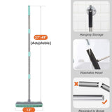Pet Carpet Hair Rubber Broom with 49inch Long Handle, Portable Detailing Lint Remover, Soft Push Broom for Fluff Carpet, Hardwood, Tile, Window