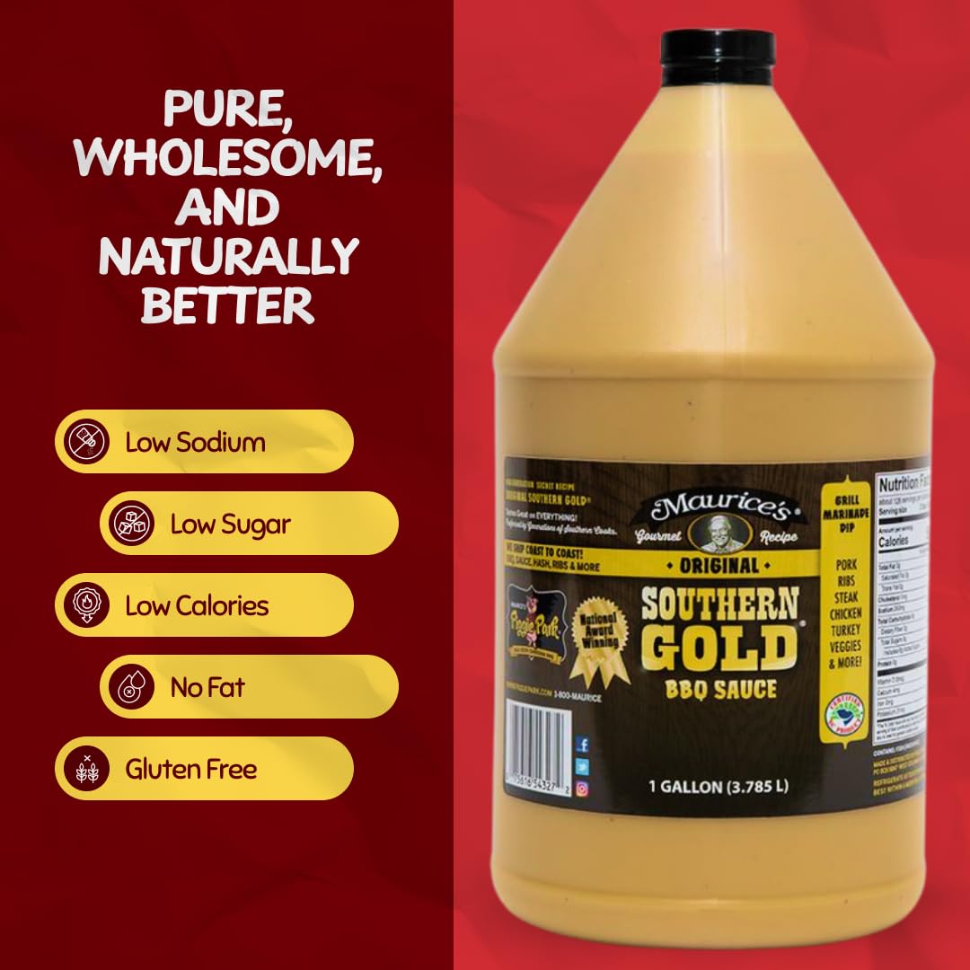 Maurice’s Southern Gold BBQ Sauce - Classic Carolina Mustard BBQ Sauce with Bold Flavor - Authentic Southern Carolina Barbeque Dressing - Rich