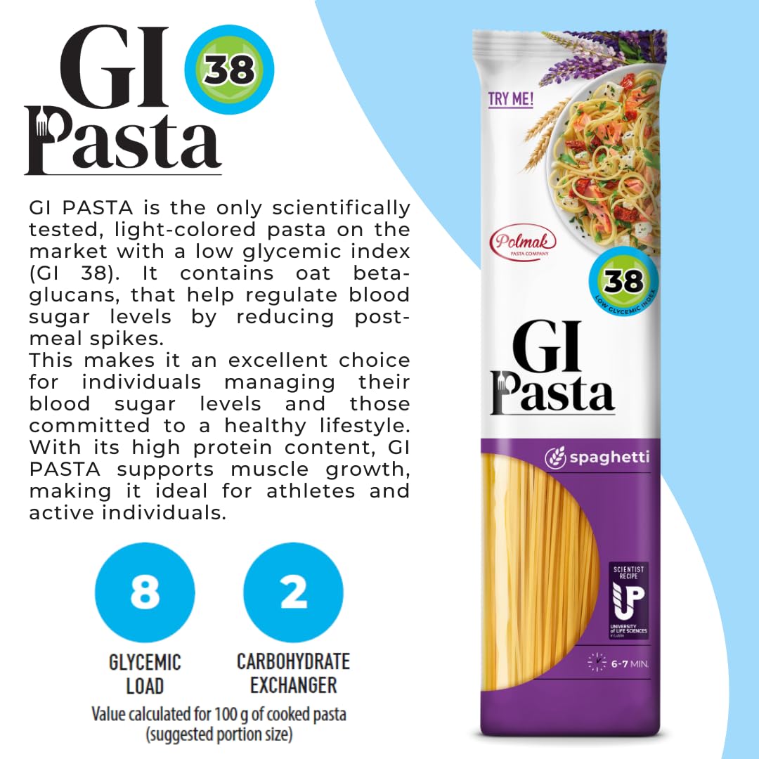 GI Pasta Spaghetti, 8.8 oz | Low Glycemic, Classic Italian-Style Long Dry Pasta for Traditional Recipes and Everyday Cooking