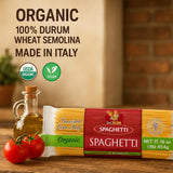 PASTA ZARA - Spaghetti - Organic - 100% Italian Pasta, Made with Durum Wheat Semolina Flour, Non GMO (1 LB. BAG) - Consistently al Dente.