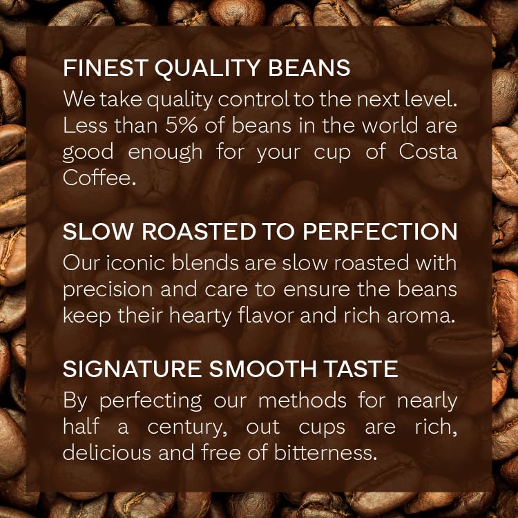 Costa Coffee Ground Medium Roast 12 Oz Bag, Caramel & Nutty Flavor, Perfect for Drip, 100% Columbia Arabica Beans, Smooth