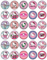 30 x Edible Cupcake Toppers - Cute Pink Cat Inspired Party Collection of Edible Cake Decorations | Uncut Edible on Wafer Sheet