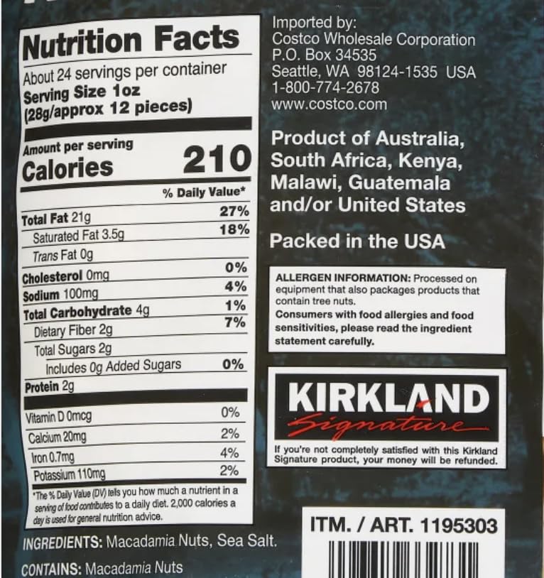 Kirkland Signature Dry Roasted Macadamia Nuts, 1.5 lbs. Item 1195303. Bundle with MORALZA Silicone Collapsible Cup 200ml - 2 Items
