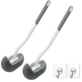 2 Pack Toilet Brush with Hooks, Upgrade S-Shape Toilet Bowl Brush, Deep Cleaning Toilet Brushes Without Dead Corner, Easy to Clean Toilet Rim