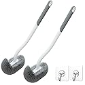 2 Pack Toilet Brush with Hooks, Upgrade S-Shape Toilet Bowl Brush, Deep Cleaning Toilet Brushes Without Dead Corner, Easy to Clean Toilet Rim
