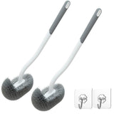 2 Pack Toilet Brush with Hooks, Upgrade S-Shape Toilet Bowl Brush, Deep Cleaning Toilet Brushes Without Dead Corner, Easy to Clean Toilet Rim
