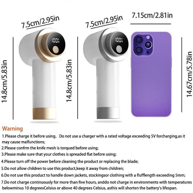 Electric Lint Remover, 1 Count USB Rechargeable 3-Speed Settings Lint Cleaner with LED Display, Household Fabric Shaver for Clothes (Gold)