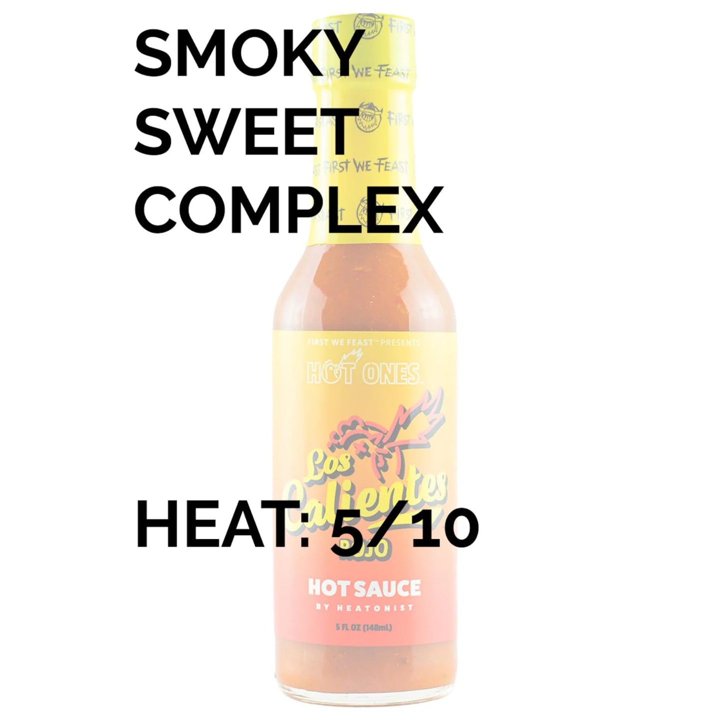 Hot Ones Los Calientes Rojo Hot Sauce Made With Natural Ingredients & Spicy Flavors From Smoked Red Jalapeno, Habenaro & Apricot, 5 fl oz Bottle