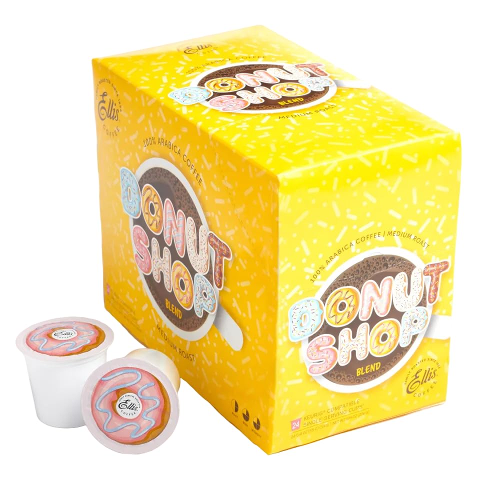 Ellis Coffee - Donut Shop - Medium Roast - Single Serve Coffee Pods - 24 Coffee Pods