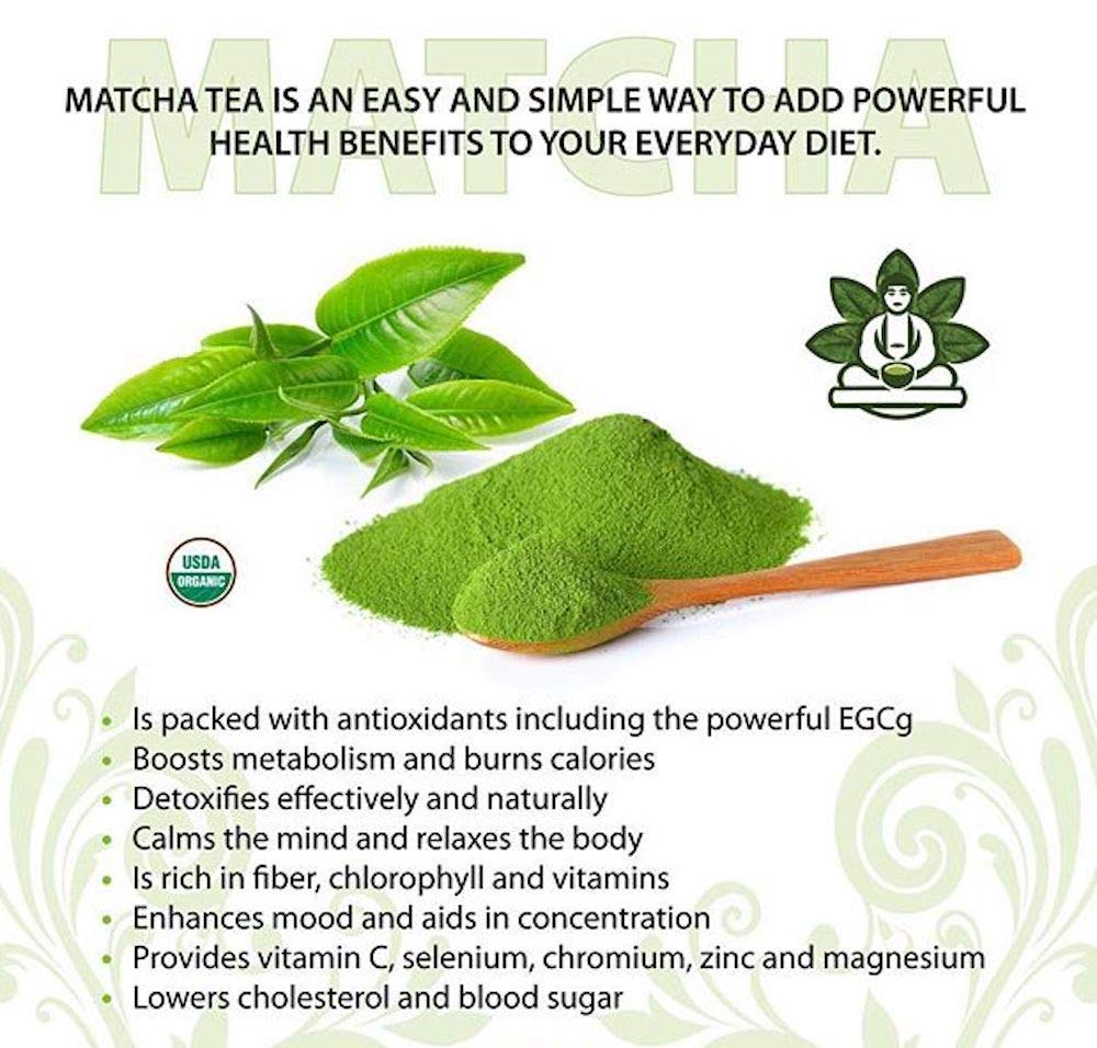Buddha Teas - Organic Matcha Green Tea - For Health & Wellbeing - Organic Tea - With Antioxidants & Minerals - Clean Ingredients - Caffeinated - OU