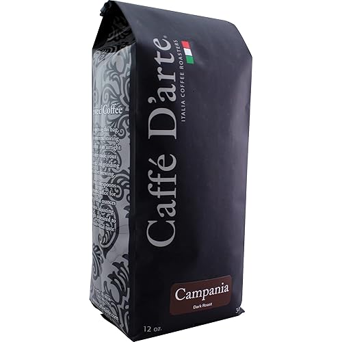 Caffe D’arte Campania Ground Coffee - Dark Roast, Bold & Robust, Roasted in Seattle, Crafted for Drip Coffee Makers, 12 oz