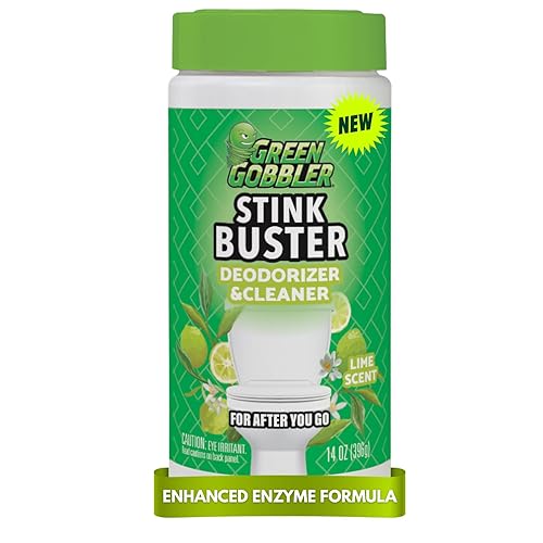 Green Gobbler Stink Buster Toilet Deodorizer & Cleaner For After You Go - Fresh Lime Scent, Bleach-Free, Enzyme Enhanced, Safe for Toilet, Pipes