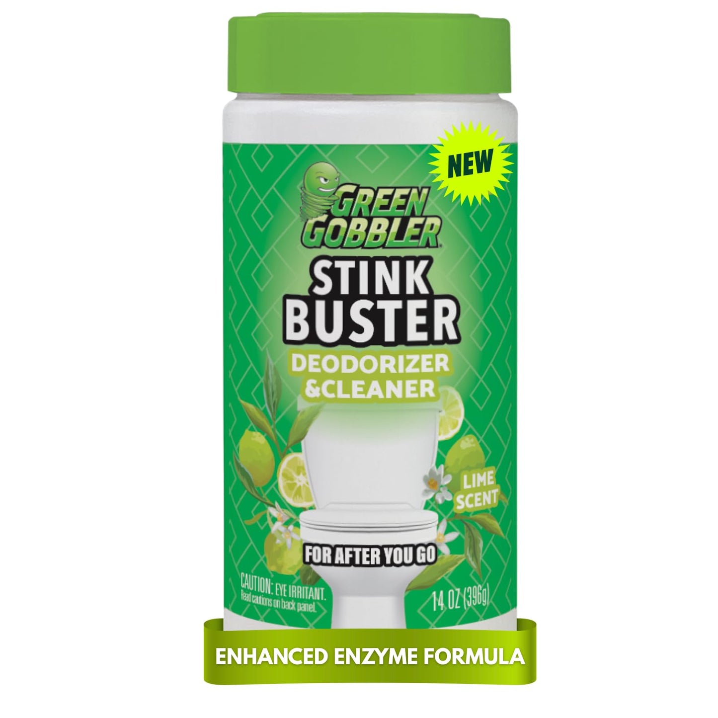 Green Gobbler Stink Buster Toilet Deodorizer & Cleaner For After You Go - Fresh Lime Scent, Bleach-Free, Enzyme Enhanced, Safe for Toilet, Pipes