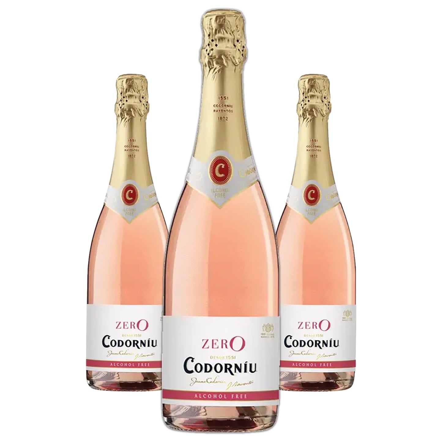 Codorníu Zero Rosé Premium Non-Alcoholic Sparkling Wine Dealcoholized Cham-pagne 750ml | 3 PACK