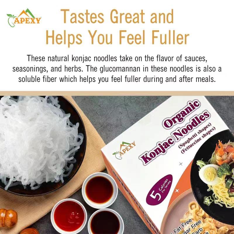 Apexy Organic Shirataki Konjac Noodle with Organic Oat Flour 42.24oz 8 Pouches Inside Healthy Diet, Low Calorie, Low-Carb Gluten Free, Vegan, Keto