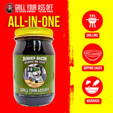 Grill Your As* Off Bunker Bacon Bourbon BBQ Sauce - 16oz Sweet, Smoky & Savory Barbecue Sauce for Beef, Ribs, Chicken & Pork - Gourmet Grilling