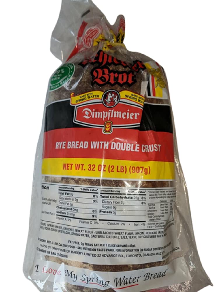 Dimpflmeier Schlesier Brot - Authentic German Double Crust Rye Bread, Traditional Sourdough Loaf, Unsliced 907g (2 lb / 32 oz)