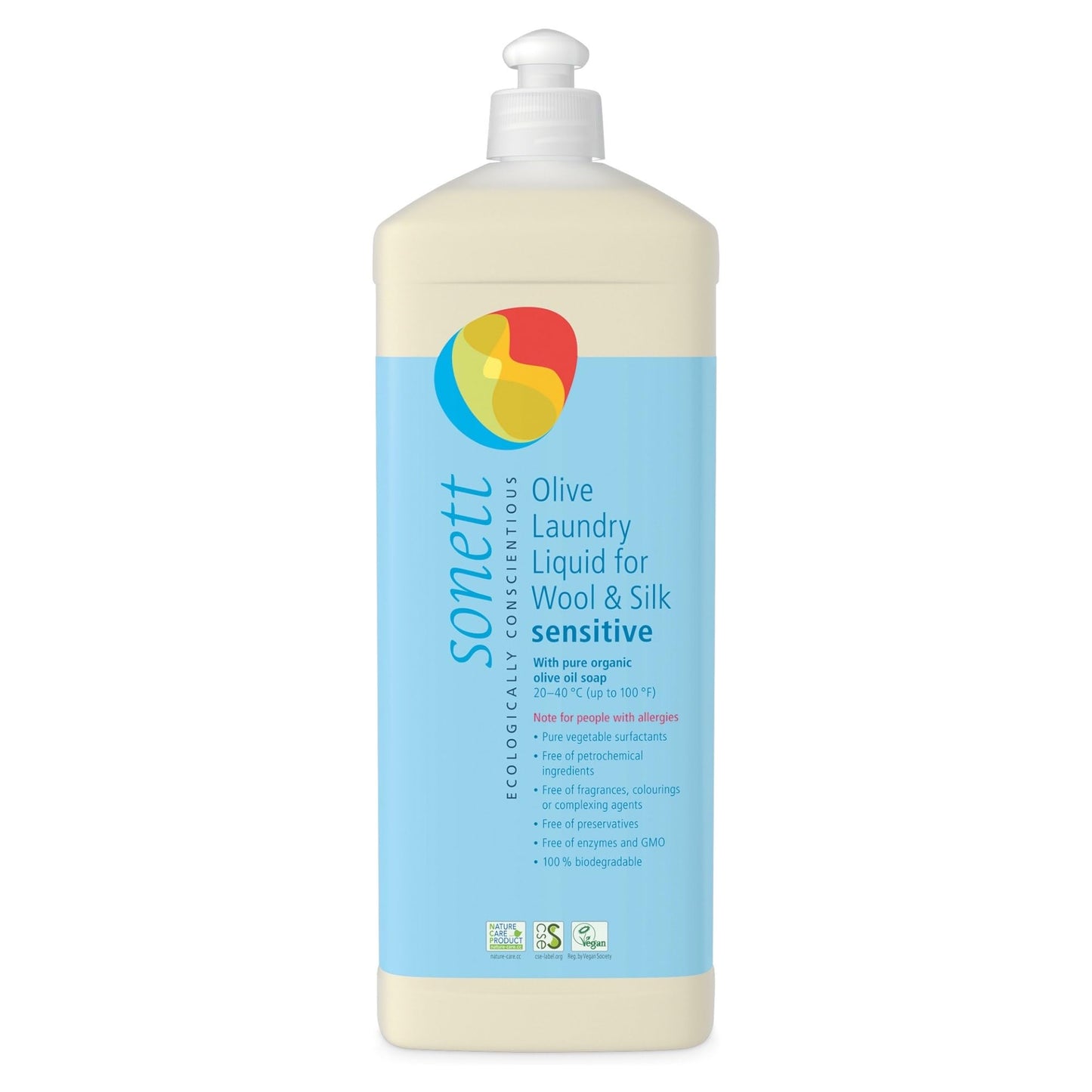 Sonett Organic Olive Laundry Liquid for Wool and Silk, Sensitive skin 34 oz/1L (Sensitive Olive Laundry Liquid for Wool and Silk) Certified