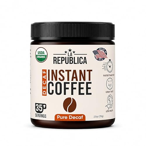 La Republica Organic Decaf Instant Coffee (35 Servings), Colombian Medium Roast, Toasted Caramel, Fair Trade, Low-Acid