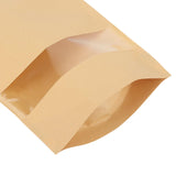 SHEUTSAN 200 Pack 6.6 x 9.4 Inch Kraft Stand Up Zip Lock Pouches, 17 x 24cm Brown Resealable Bags with Window, Reusable Kraft Zipper Paper Bags