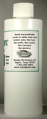 Wonder Oil Products LLC SafeClean Coin Cleaner Concentrate. 4 fl. oz. makes 28 fl. oz. of Cleaner Solution. Includes a 4 oz. bottle and 1 oz. (30ml)