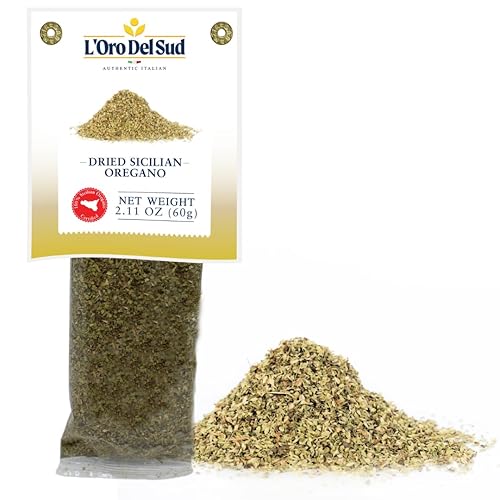 Sicilian Oregano Dried, 2.11 oz (60 g), Seasoning, Herbs, Ground Dried Oregano Leaves with intense aroma, Italian Oregano, L'Oro Del Sud