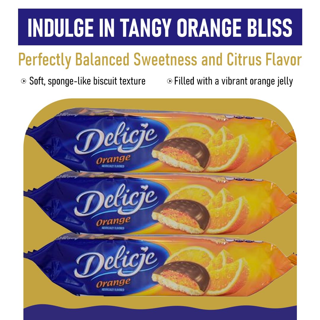 Delicje Orange Flavored Biscuits 147g (Pack of 3)