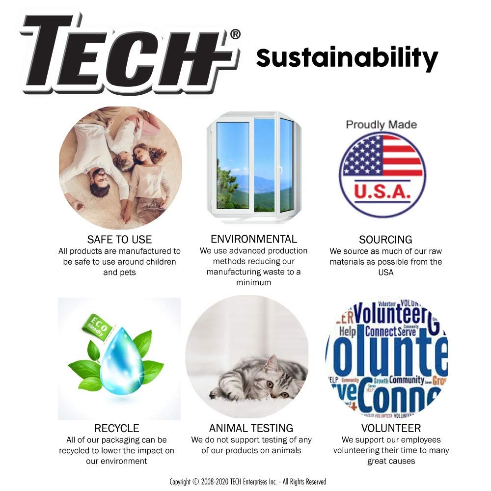 TECH Stain Remover, 24 oz Spray Bottle, 2-Pack, For Carpet, Clothes, Upholstery, and Other Fabrics