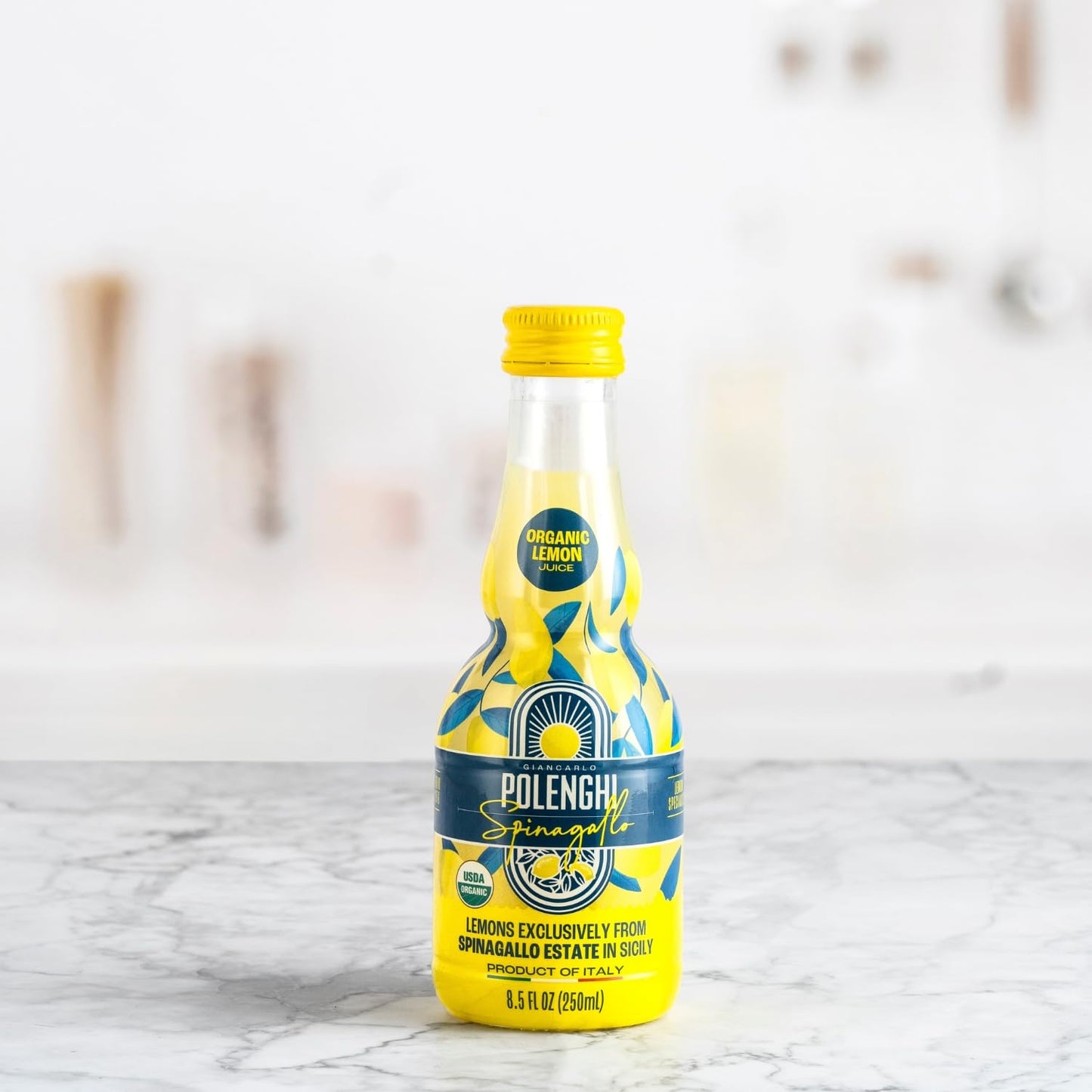Polenghi Spinagallo Organic Sicilian Lemon Juice - 100% Pure, Hand-Harvested Femminello Siracusano Lemons from Syracuse, Sicily - Ethical